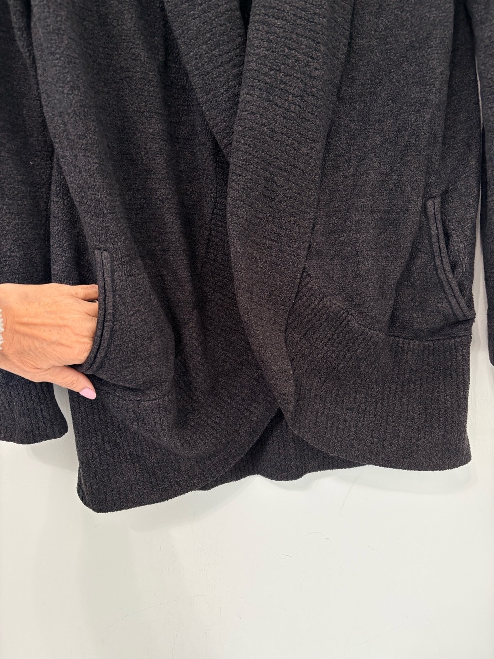 Barefoot Dreams CozyChic Lite Circle Cardigan Sz XS/S Charcoal EUC - Picture 11 of 15